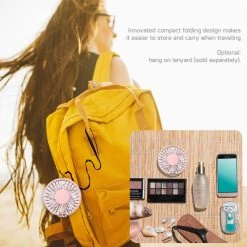 GoCellet Full Catalog FAN200 - Multi-Purpose Compact Mini Fan With Mirror, 2 In 1 Portable USB Powered Foldable Handheld Mini Fan With Mirror And 3 Different Speeds