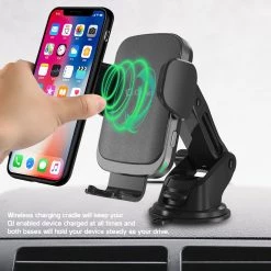 QI1000 - 2-in-1 Fast Wireless Charging Phone Holder Mount With Auto Touch Release And Lock Cradle, Lock Lever And Reusable Sticky Suction Cup For Air Vent And Dashboard (10 Watt/2.1Amp) Compatible To IPhone XS Max, XR And More - By Cellet Full Catalog