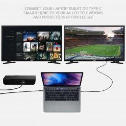 GoCellet Full Catalog DCHDMI6 - Cellet Male To Male USB C To HDMI Cable, 6 Ft. Type-C To 4K 60Hz HDMI Cable Compatible To IPad Pro 11in/12.9in, MacBook Air 2018/2017/2016, Google Chromebook Pixel, Nintendo Switch, Huawei MateBook - Space Gray