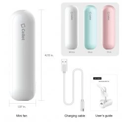 Cellet Full Catalog FAN300BL- Portable Multi Function Power Bank, Flashlight & Mini Fan, USB Powered -Blue