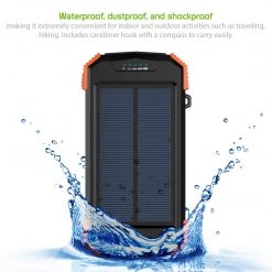 GoCellet Full Catalog BMA10000OR -Solar Power Bank 10000mAh Universal Charging Pad Dual USB/Type C Micro USB Input -Orange