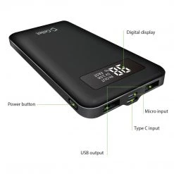 GoCellet BA10001BK - Portable Battery Power Bank Slim 10,000mAh Smart Digital Display Screen -Black
