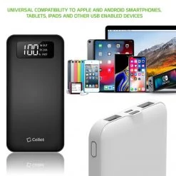 GoCellet BA10001BK - Portable Battery Power Bank Slim 10,000mAh Smart Digital Display Screen -Black