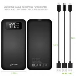 GoCellet BA10001BK - Portable Battery Power Bank Slim 10,000mAh Smart Digital Display Screen -Black