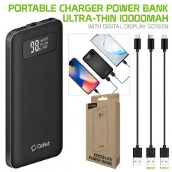 GoCellet BA10001BK - Portable Battery Power Bank Slim 10,000mAh Smart Digital Display Screen -Black