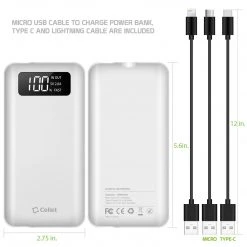 GoCellet BA10001WT - Portable Battery Power Bank Slim 10000mAh Smart Digital Display Screen -White Full Catalog