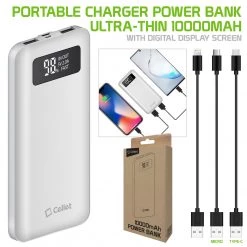 GoCellet BA10001WT - Portable Battery Power Bank Slim 10000mAh Smart Digital Display Screen -White Full Catalog
