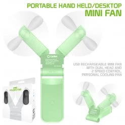 GoCellet FAN500GR- 2 In 1 Mini Handheld Fan 500mAh Dual Fan Heads - Green