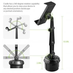 GoCellet PH620 - Cellet Tablet/Smartphone Cup Holder Mount, Heavy Duty Automobile Cup Holder Mount With Adjustable Base And 360 Degree Rotation Compatible To IPads, Tablets, Smartphones, GPS Systems And More Full Catalog