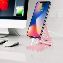 GoCellet PHALURG - Rose Gold Desktop Phone Stand Smartphone Holder Mount, Durable Easy Folding.