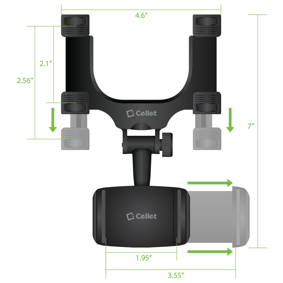 GoCellet PHMIR2FA - Cellet Rear-view Mirror Mount, Universal Car Rear-view Mirror Mount With 360 Degree Rotating Cradle And Adjustable Brackets Compatible To Apple IPhone 13/12/11/XS Max, X/XR/XS, 8/8 Plus, 7/7 Plus And Samsung Galaxy Note 10/10 Plus 7 GoCellet PHMIR2FA - Cellet Rear-view Mirror Mount, Universal Car Rear-view Mirror Mount With 360 Degree Rotating Cradle And Adjustable Brackets Compatible To Apple IPhone 13/12/11/XS Max, X/XR/XS, 8/8 Plus, 7/7 Plus And Samsung Galaxy Note 10/10 Plus