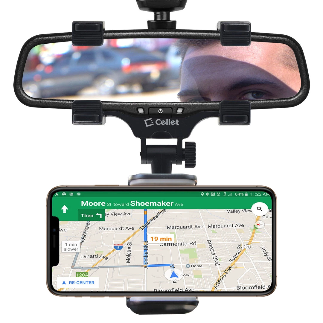 GoCellet PHMIR2FA - Cellet Rear-view Mirror Mount, Universal Car Rear-view Mirror Mount With 360 Degree Rotating Cradle And Adjustable Brackets Compatible To Apple IPhone 13/12/11/XS Max, X/XR/XS, 8/8 Plus, 7/7 Plus And Samsung Galaxy Note 10/10 Plus 12 GoCellet PHMIR2FA - Cellet Rear-view Mirror Mount, Universal Car Rear-view Mirror Mount With 360 Degree Rotating Cradle And Adjustable Brackets Compatible To Apple IPhone 13/12/11/XS Max, X/XR/XS, 8/8 Plus, 7/7 Plus And Samsung Galaxy Note 10/10 Plus