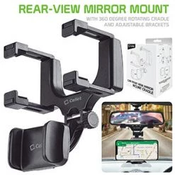 GoCellet PHMIR2FA - Cellet Rear-view Mirror Mount, Universal Car Rear-view Mirror Mount With 360 Degree Rotating Cradle And Adjustable Brackets Compatible To Apple IPhone 13/12/11/XS Max, X/XR/XS, 8/8 Plus, 7/7 Plus And Samsung Galaxy Note 10/10 Plus