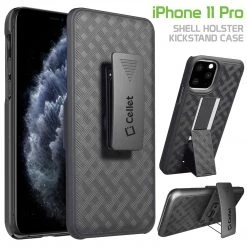 GoCellet Full Catalog HLIPH11PRO -IPhone 11 Pro Belt Clip Holster & Shell Case With Kickstand Heavy Duty Protection