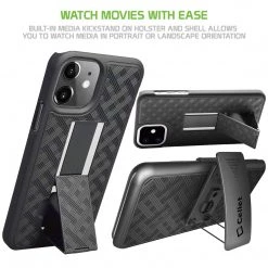GoCellet HLIPH11 - IPhone 11 Belt Clip Holster And Shell Case With Kickstand Heavy Duty Protection