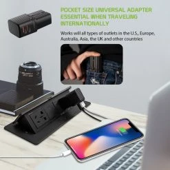 Cellet TCU2000 - Universal Pocket Size Power Adapter, Worldwide All-in-One Mini Power Adapter With Dual USB Ports Compatible To IPads, Tablets, Cameras, Laptops, Power Banks, Smartphones And Other Devices Full Catalog
