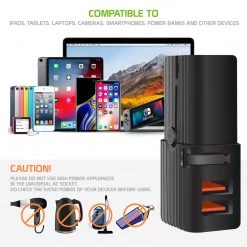 Cellet TCU2000 - Universal Pocket Size Power Adapter, Worldwide All-in-One Mini Power Adapter With Dual USB Ports Compatible To IPads, Tablets, Cameras, Laptops, Power Banks, Smartphones And Other Devices Full Catalog