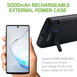 BSAMN10BK - USED Cellet Samsung Galaxy Note 10 Portable 5000mAh Heavy Duty Rechargeable External Power Case, Extended Battery Charging Case Compatible To Samsung Galaxy Note 10