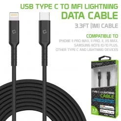 DCL40BK - USB Type C To MFI Lightning Data Cable, Cellet 3.3ft (1m) Braided USB Type C To Lighting Data Cable Compatible To IPhone 11 Pro Max, 11 Pro, 11, XS Max, Samsung Note 10/10 Plus And Other Type C And Lightning Devices – Black Full Catalog
