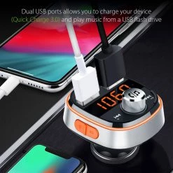 GoCellet PQCFM30 -Multi-functional Wireless FM Transmitter For Cars, Hands-Free Kit With Built-in Microphone, MP3, Dual USB Charging Ports (Quick Charge 3.0) And Rainbow LED Light Full Catalog