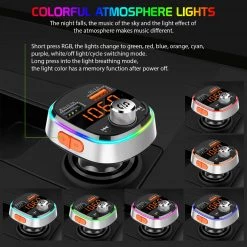 GoCellet PQCFM30 -Multi-functional Wireless FM Transmitter For Cars, Hands-Free Kit With Built-in Microphone, MP3, Dual USB Charging Ports (Quick Charge 3.0) And Rainbow LED Light Full Catalog
