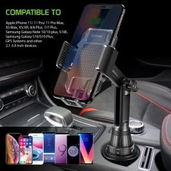 PH630 - *NEW* Cellet Smartphone Cup Holder Mount, Heavy Duty Automobile Cup Holder Mount With Adjustable Base, Height, One Touch Arm Release Button And 360 Degree Rotation Compatible To IPhone 11 Pro Max, Samsung Galaxy S10, GPS Systems And More