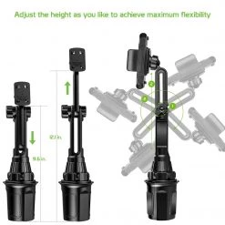 PH630 - *NEW* Cellet Smartphone Cup Holder Mount, Heavy Duty Automobile Cup Holder Mount With Adjustable Base, Height, One Touch Arm Release Button And 360 Degree Rotation Compatible To IPhone 11 Pro Max, Samsung Galaxy S10, GPS Systems And More