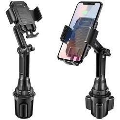 PH630 - *NEW* Cellet Smartphone Cup Holder Mount, Heavy Duty Automobile Cup Holder Mount With Adjustable Base, Height, One Touch Arm Release Button And 360 Degree Rotation Compatible To IPhone 11 Pro Max, Samsung Galaxy S10, GPS Systems And More