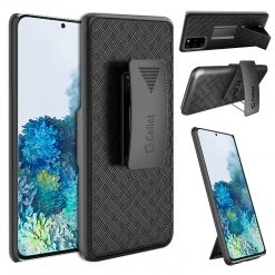 Cellet HLSAMS20P - Galaxy S20 Plus Holster, Shell Holster Kickstand Case With Spring Belt Clip For Samsung Galaxy S20 Plus – Black