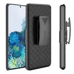 Cellet HLSAMS20P - Galaxy S20 Plus Holster, Shell Holster Kickstand Case With Spring Belt Clip For Samsung Galaxy S20 Plus – Black