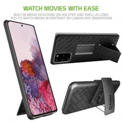 Cellet HLSAMS20 - Galaxy S20 Holster, Shell Holster Kickstand Case With Spring Belt Clip For Samsung Galaxy S20