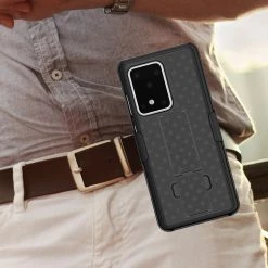 Cellet Full Catalog HLSAMS20U - Galaxy S20 Ultra Holster, Shell Holster Kickstand Case With Spring Belt Clip For Samsung Galaxy S20 Ultra – Black