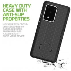 Cellet Full Catalog HLSAMS20U - Galaxy S20 Ultra Holster, Shell Holster Kickstand Case With Spring Belt Clip For Samsung Galaxy S20 Ultra – Black