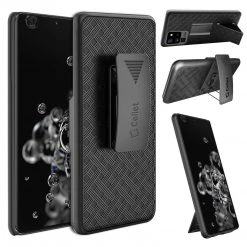 Cellet Full Catalog HLSAMS20U - Galaxy S20 Ultra Holster, Shell Holster Kickstand Case With Spring Belt Clip For Samsung Galaxy S20 Ultra – Black
