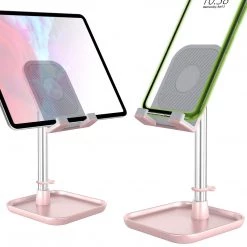 Cellet PH150PK - Adjustable Desktop Smartphone And Tablet Stand, Heavy Duty Adjustable Phone Stand With Mini Shelf, Non-Slip Rubberized Grips And Base Compatible To Smartphones, Tablets, IPads And Nintendo Switch – Pink Full Catalog