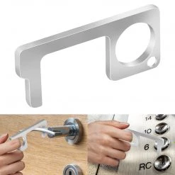 Cellet ACDOORSL - Contactless Door Opener Keychain, No-Touch Key Chain Tool For Doors, Touchscreens, Buttons And Handles - Silver Full Catalog