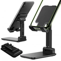 Cellet PH60BK - Adjustable Desktop Smartphone And Tablet Stand, Foldable Heavy Duty Adjustable Phone Stand With Non-Slip Rubberized Grips And Weighted Base Compatible To Smartphones, Tablets, IPads And Nintendo Switch – Black Full Catalog