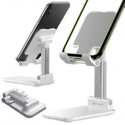Cellet PH60WT - Adjustable Desktop Smartphone And Tablet Stand, Foldable Heavy Duty Adjustable Phone Stand With Non-Slip Rubberized Grips And Weighted Base Compatible To Smartphones, Tablets, IPads And Nintendo Switch – White Full Catalog