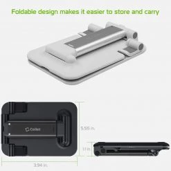 Cellet Full Catalog PHTAB60WT - Tablet Desktop Stand, Foldable Heavy Duty Adjustable Smartphone And Tablet Stand With Non-Slip Rubberized Grips And Weighted Base Compatible To Smartphones, Tablets, IPads And Nintendo Switch – White