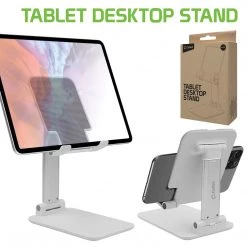 Cellet Full Catalog PHTAB60WT - Tablet Desktop Stand, Foldable Heavy Duty Adjustable Smartphone And Tablet Stand With Non-Slip Rubberized Grips And Weighted Base Compatible To Smartphones, Tablets, IPads And Nintendo Switch – White