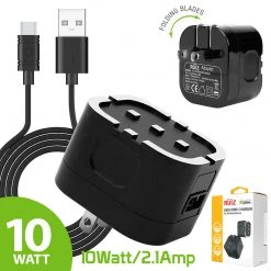 TCUSBW21BKC - RUIZ By Cellet High Powered 2.1A (10W) USB Home Wall Charger (TYPE-C Cable Included) - Black Full Catalog
