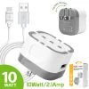 Full Catalog TCUSBW21WTC - RUIZ By Cellet High Powered 2.1A (10W) USB Home Wall Charger (TYPE-C Cable Included) - White