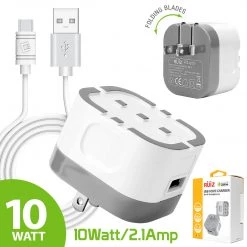 Full Catalog TCUSBW21WTC - RUIZ By Cellet High Powered 2.1A (10W) USB Home Wall Charger (TYPE-C Cable Included) - White