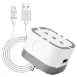 Full Catalog TCUSBW21WTC - RUIZ By Cellet High Powered 2.1A (10W) USB Home Wall Charger (TYPE-C Cable Included) - White