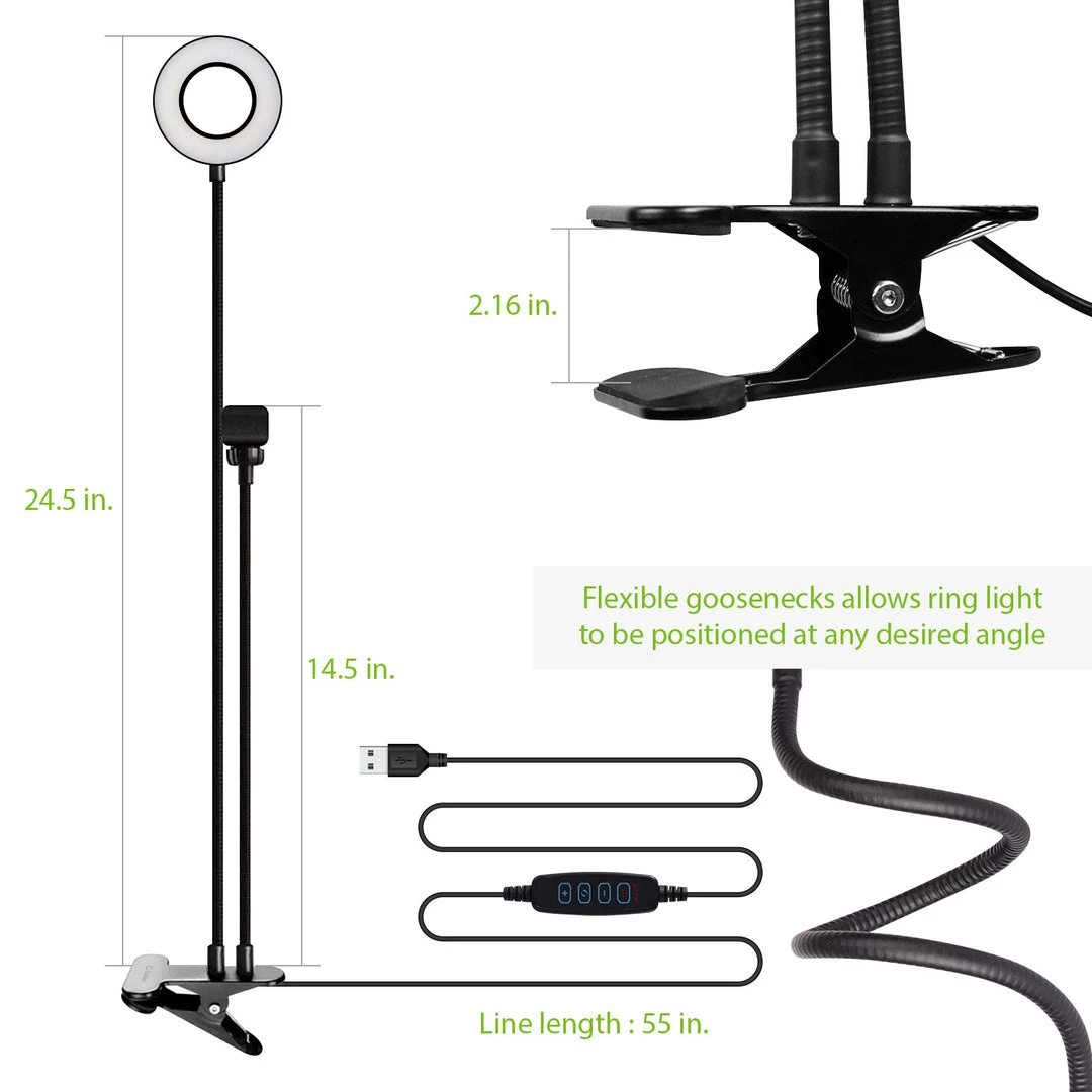 Cellet New Arrivals RINGLIGHT-Selfie Ring Light With Phone Holder, USB Powered LED Ring Light And Phone Holder With 3 Lighting Modes, Adjustable Brightness And Flexible Gooseneck Arms For Live Streaming, Video Conferences, Filming, Pictures Compatible To IPhones And Androids 6 Cellet New Arrivals RINGLIGHT-Selfie Ring Light With Phone Holder, USB Powered LED Ring Light And Phone Holder With 3 Lighting Modes, Adjustable Brightness And Flexible Gooseneck Arms For Live Streaming, Video Conferences, Filming, Pictures Compatible To IPhones And Androids