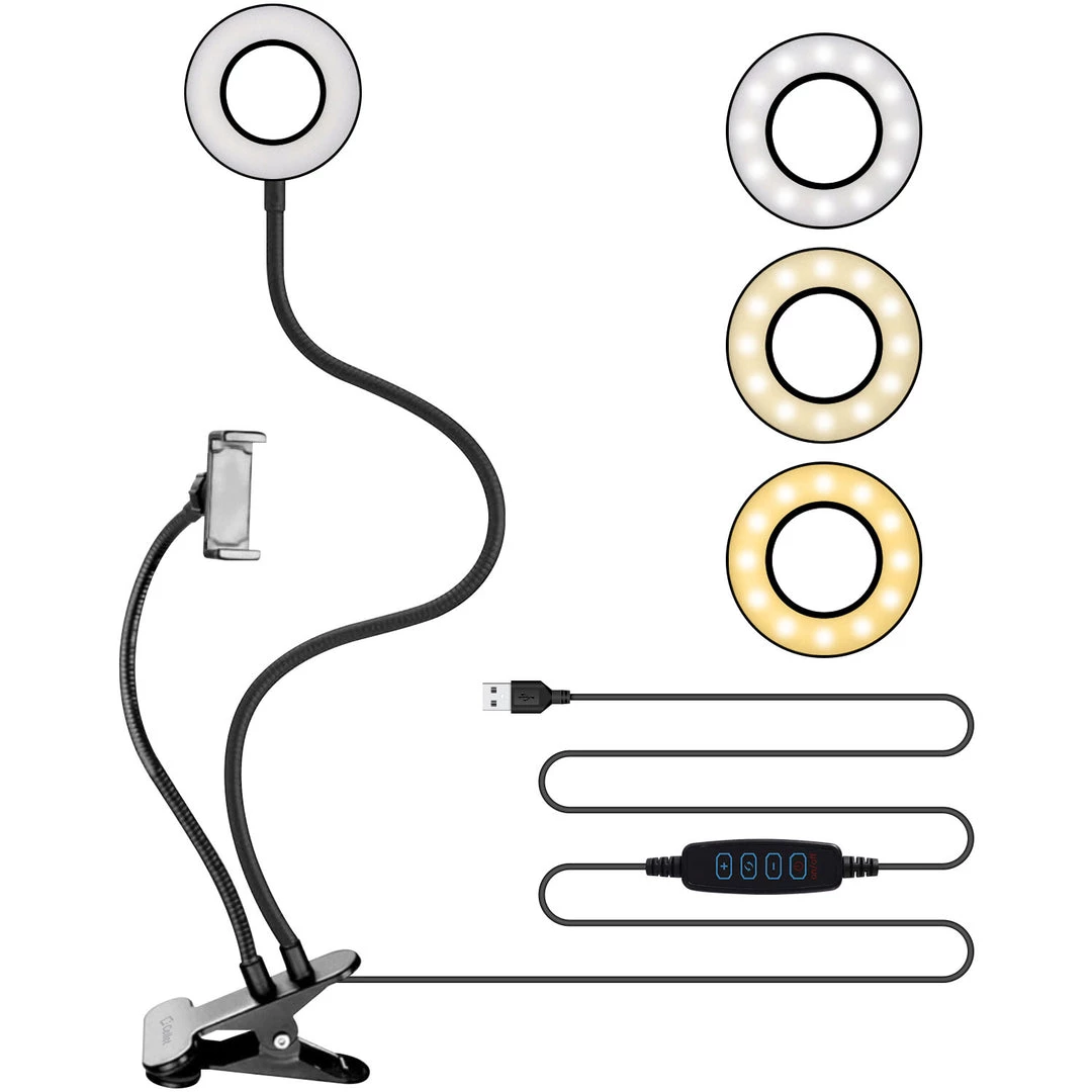 Cellet New Arrivals RINGLIGHT-Selfie Ring Light With Phone Holder, USB Powered LED Ring Light And Phone Holder With 3 Lighting Modes, Adjustable Brightness And Flexible Gooseneck Arms For Live Streaming, Video Conferences, Filming, Pictures Compatible To IPhones And Androids 2 Cellet New Arrivals RINGLIGHT-Selfie Ring Light With Phone Holder, USB Powered LED Ring Light And Phone Holder With 3 Lighting Modes, Adjustable Brightness And Flexible Gooseneck Arms For Live Streaming, Video Conferences, Filming, Pictures Compatible To IPhones And Androids
