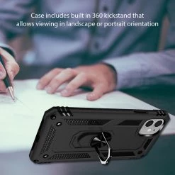 CCIPH12IFBK - Cellet Heavy Duty IPhone 12 Mini Combo Case, Shockproof Case With Built In Ring, Kickstand And Magnet For Car Mounts Compatible To Apple IPhone 12 Mini – Black