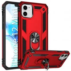 Full Catalog CCIPH12IFRD - Cellet Heavy Duty IPhone 12 Mini Combo Case, Shockproof Case With Built In Ring, Kickstand And Magnet For Car Mounts Compatible To Apple IPhone 12 Mini – Red