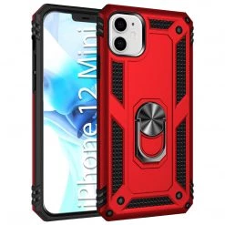 Full Catalog CCIPH12IFRD - Cellet Heavy Duty IPhone 12 Mini Combo Case, Shockproof Case With Built In Ring, Kickstand And Magnet For Car Mounts Compatible To Apple IPhone 12 Mini – Red