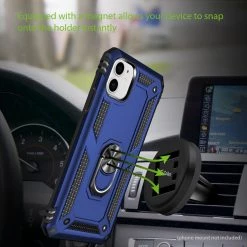Full Catalog CCIPH12IFBL - Cellet Heavy Duty IPhone 12 Mini Combo Case, Shockproof Case With Built In Ring, Kickstand And Magnet For Car Mounts Compatible To Apple IPhone 12 Mini – Blue
